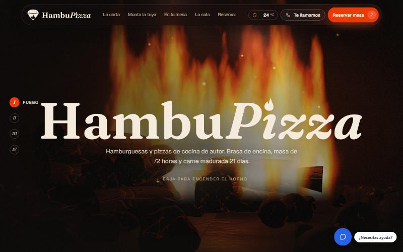 Captura de la web de demostración de HambuPizza (Hamburguesas y pizzas · Barcelona)