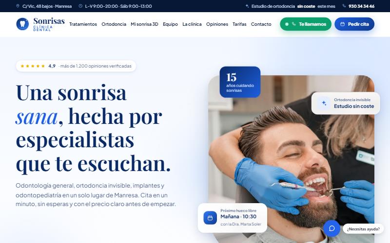 Captura de la web de demostración de Clínica Sonrisas (Clínica dental · Manresa)